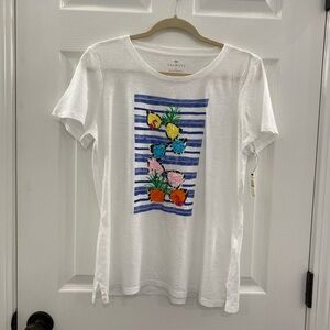 NWTs Talbots White colorful Sequin T-shirt. size Medium. Great for summer!!!